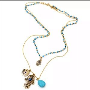Double layered evil eye necklace